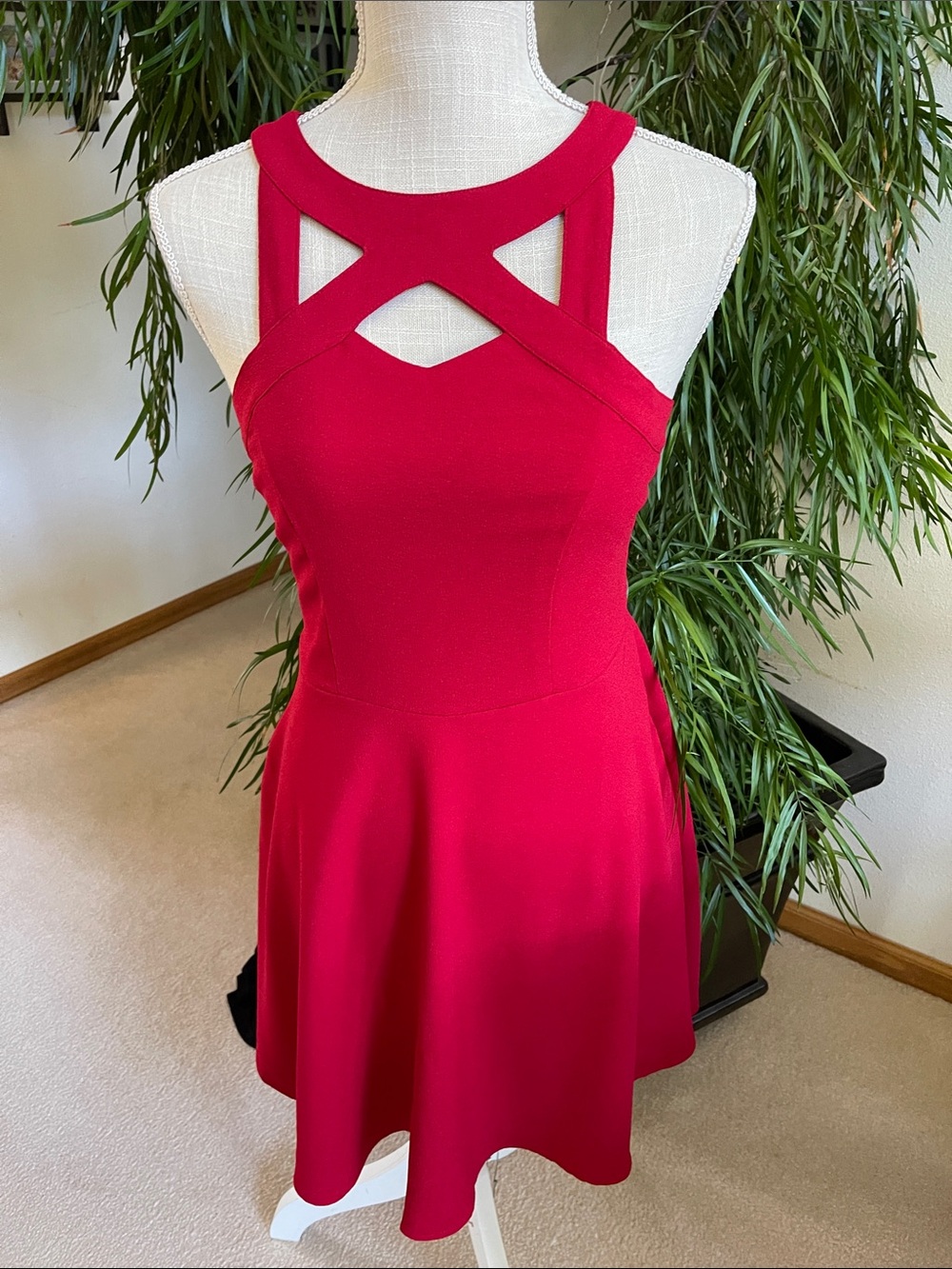 Speechless Red Cutout Fit & Flare Mini Dress